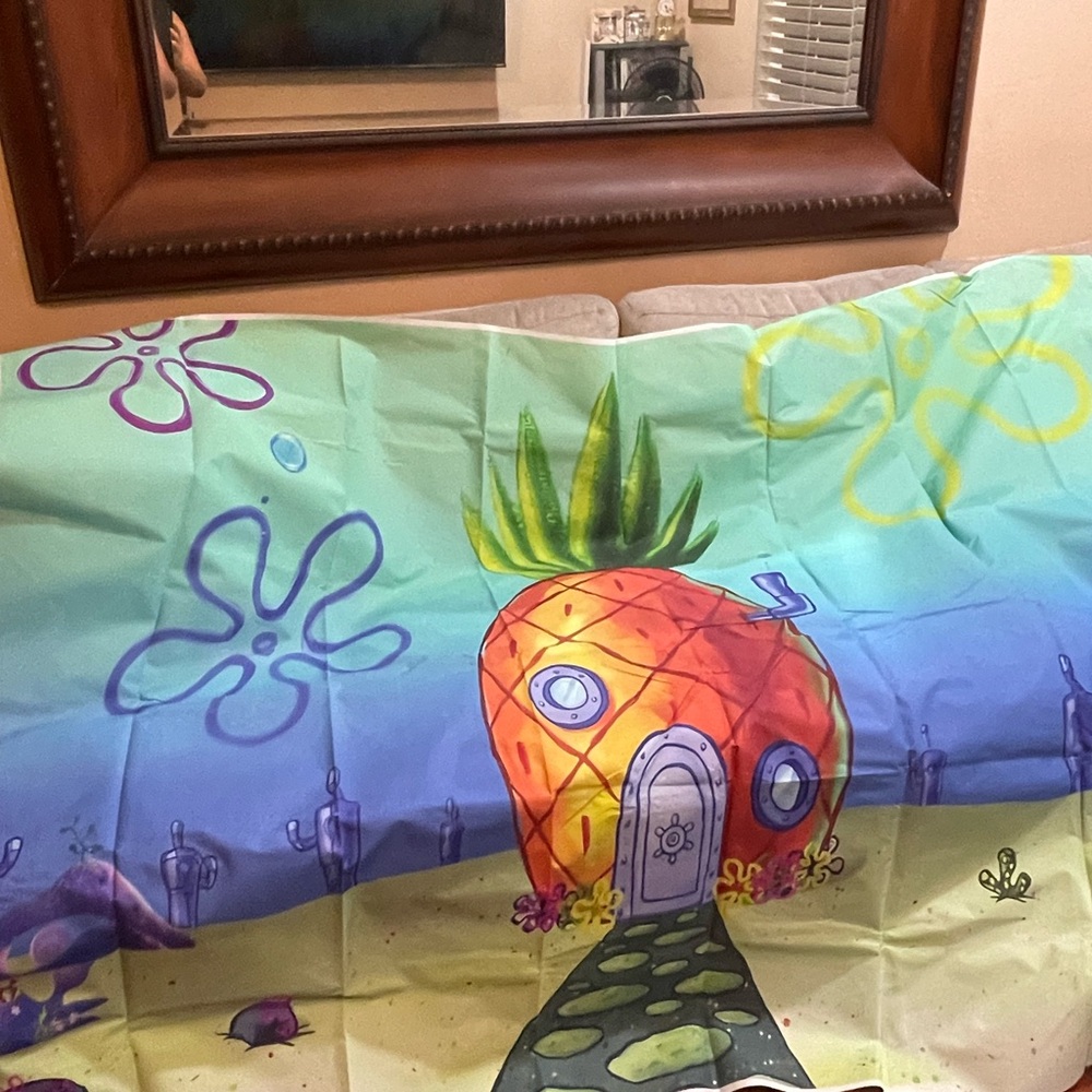 Colorful SpongeBob SquarePants Pineapple Under the Sea Party Banner Backdrop